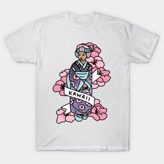 Kawaii Pink Glitter Anime Japan Cosplay Geisha T-Shirt by bigkidult